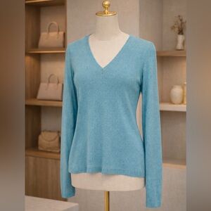 Loro Piana Light Blue V-Neck Sweater